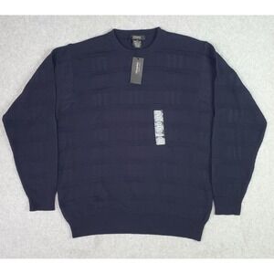 Giorgiolini Sweater Mens XL Navy Blue Wool Blend Crewneck Made In Italy Pullover